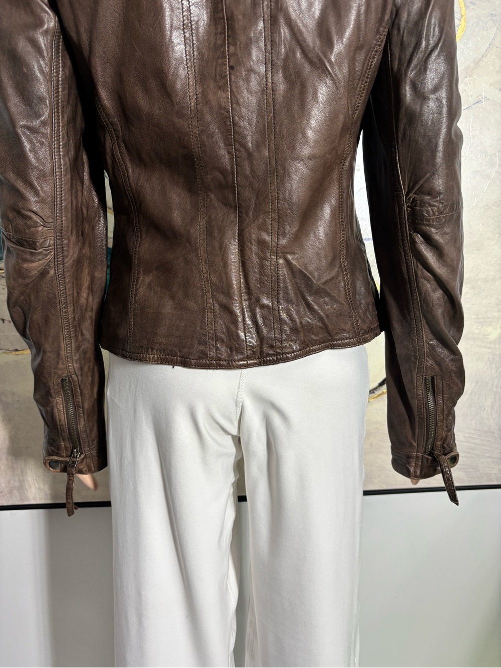 Danier Brown Asymmetrical Leather Moto Jacket - Picture 7 of 16